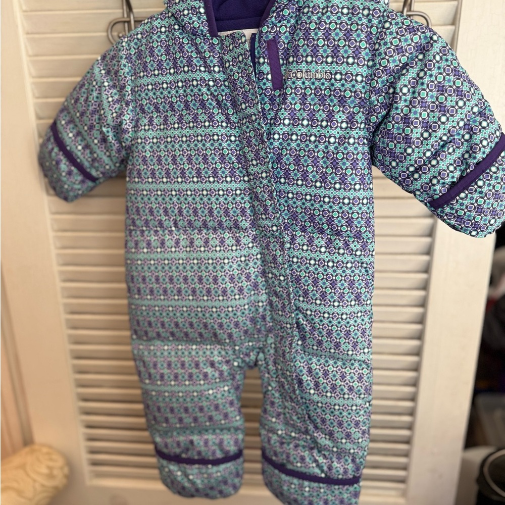 Columbia Purple and Blue Patterned Baby Snowsuit